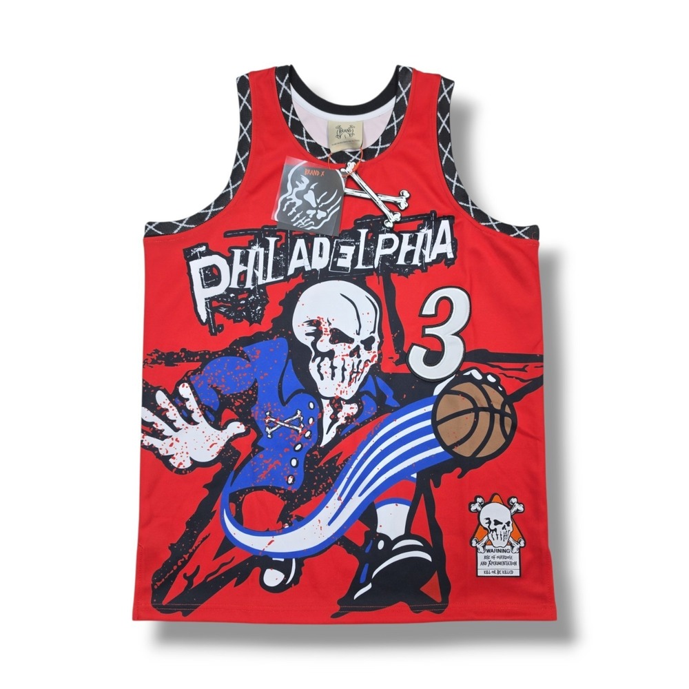 Brand X Philadelphia 3 The Answer Red Basketball Jersey Size Small